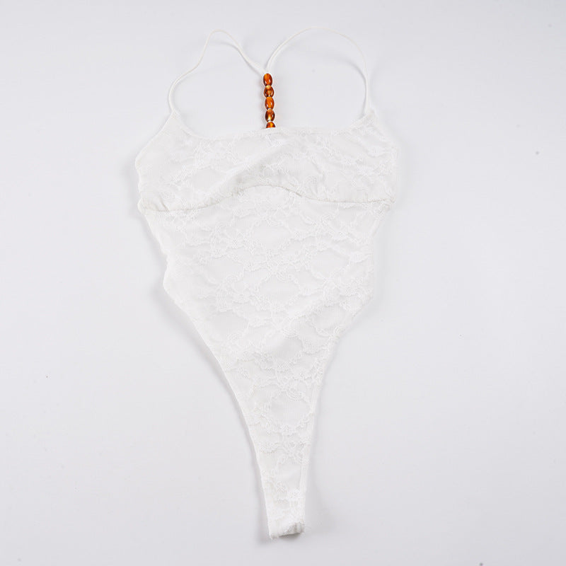 Damen Eleganter Body mit Spitzenmuster Drune