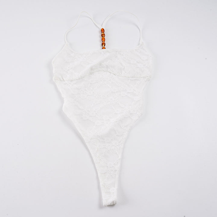 Damen Eleganter Body mit Spitzenmuster Drune