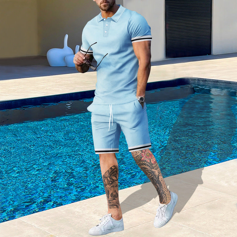 Herren Poloshirt und Shorts-Set mit sportlichen Akzenten Drune