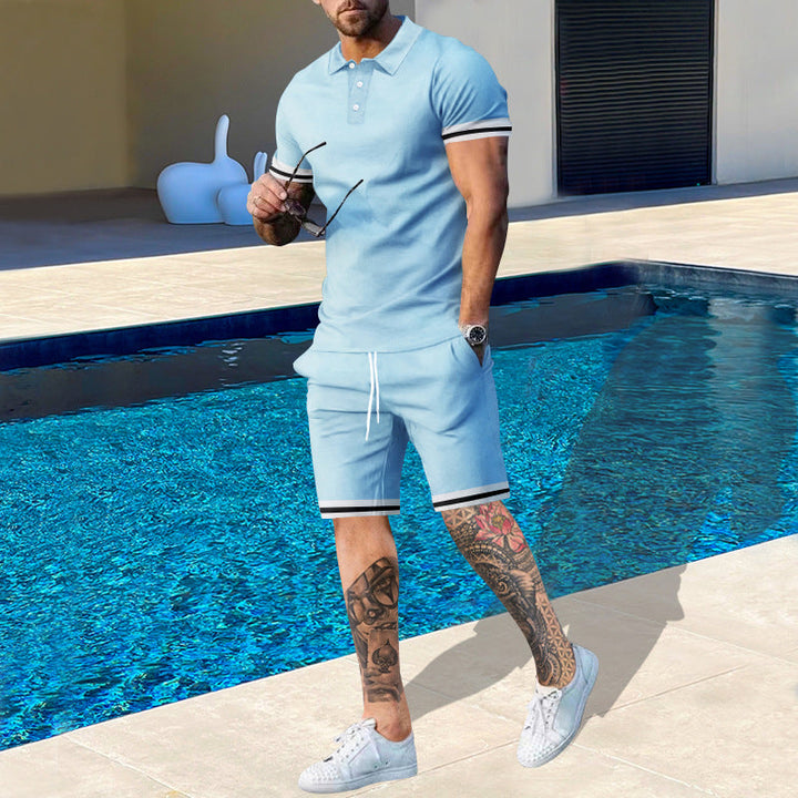 Herren Poloshirt und Shorts-Set mit sportlichen Akzenten Drune