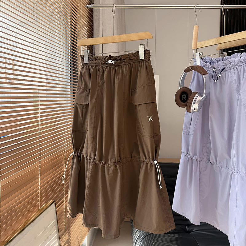 Damen modischer Cargo-Rock mit verstellbarem Bund und seitlichen Taschen Drune