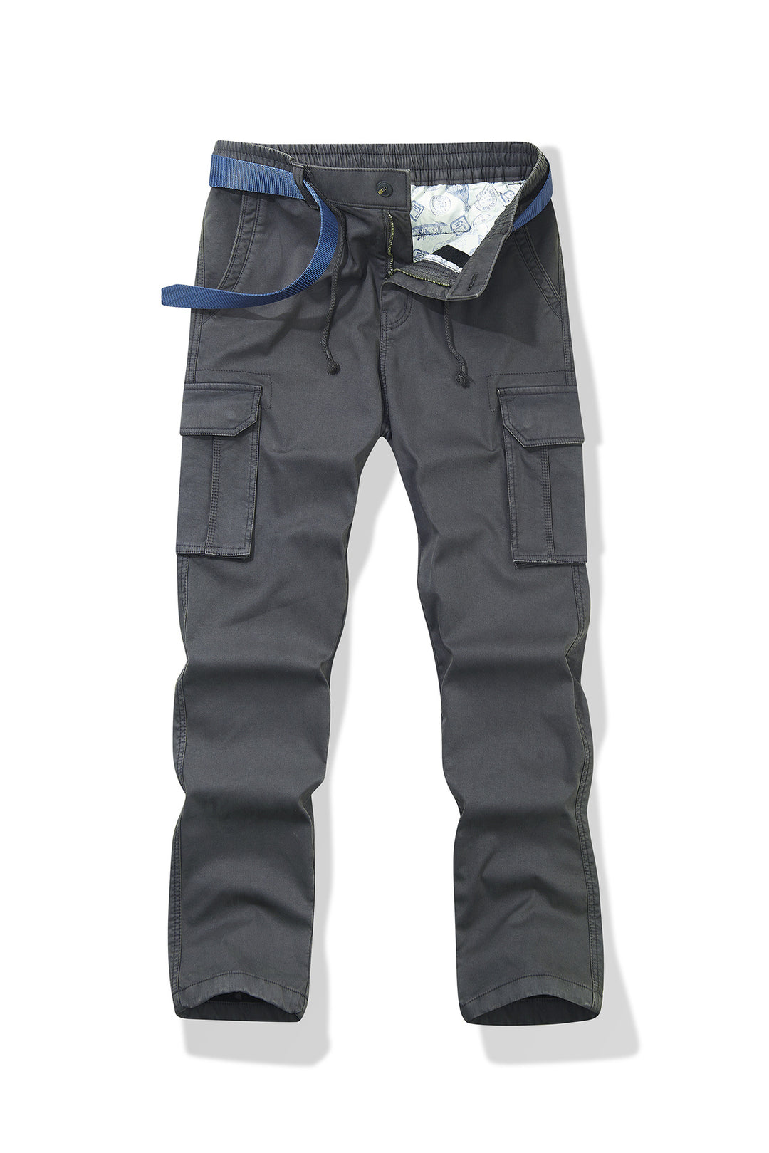 Herren Slim-Fit Utility-Cargohose mit elastischem Bund, Kordelzug und integrierter Webgürtel Drune