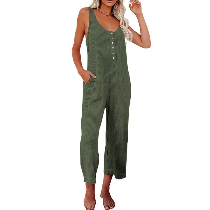 Damen Jumpsuit mit Knopfleiste und Taschen Drune