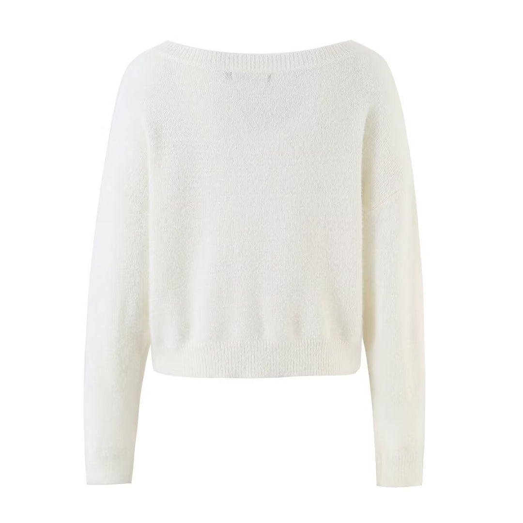 Damen Kuschelweicher Oversize-Pullover mit weitem U‑Boot‑Ausschnitt Drune