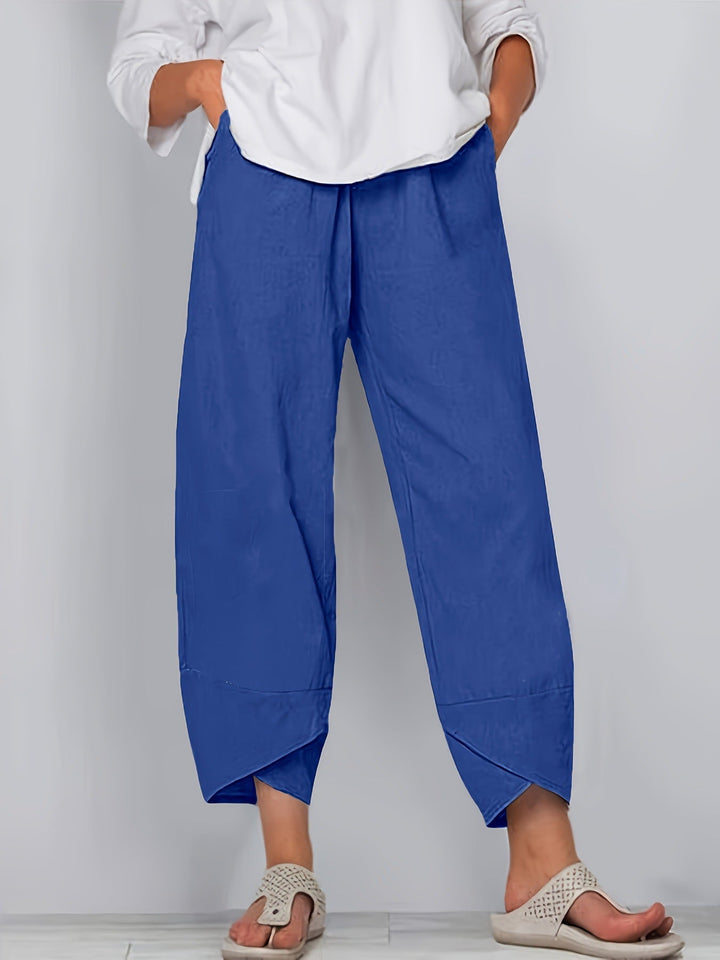 Damen weite Sommerhose mit eleganten Schnittdetails und elastischem Bund Drune