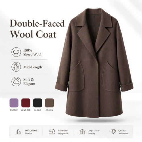 Damen Eleganter Wollmantel mit weit geschnittenem Design Drune