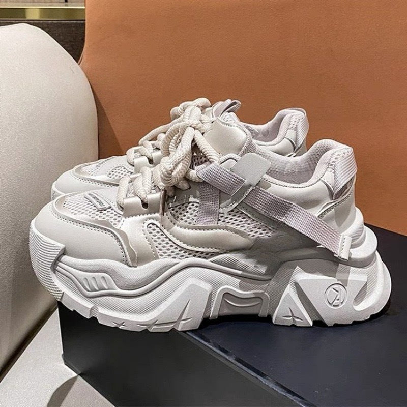 Damen modische Chunky Sneaker mit atmungsaktiver Netzstruktur und robuster Sohle Drune