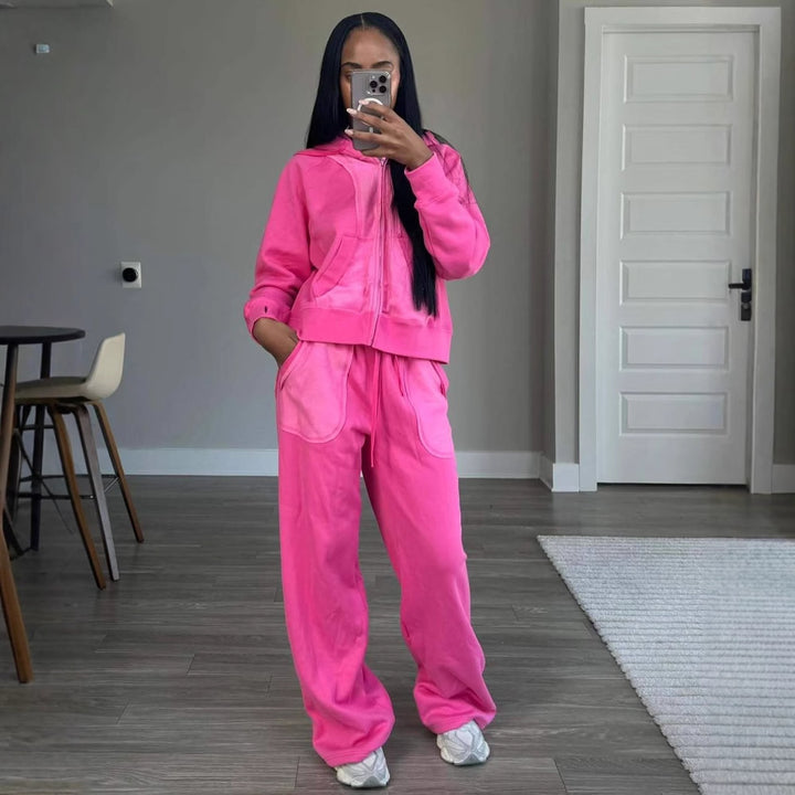 Damen Sportanzug mit modernem Hoodie und weiten Hosen Drune