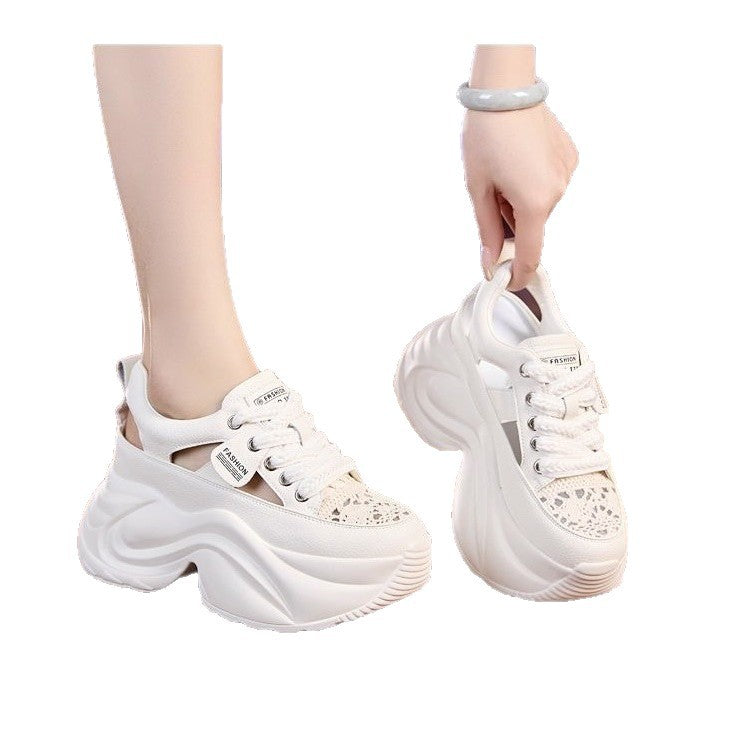 Damen Plateau-Sneaker mit luftiger Oberflächenstruktur und bequemer Dämpfung Drune