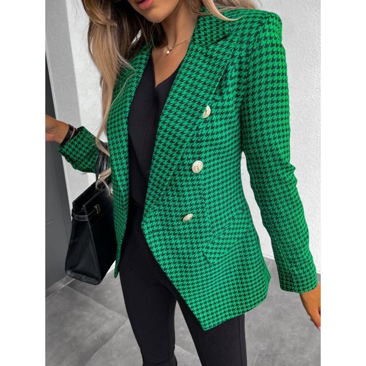 Damen Karierter Blazer im modernen Schnitt mit doppelter Knopfreihe und eleganten Details Drune