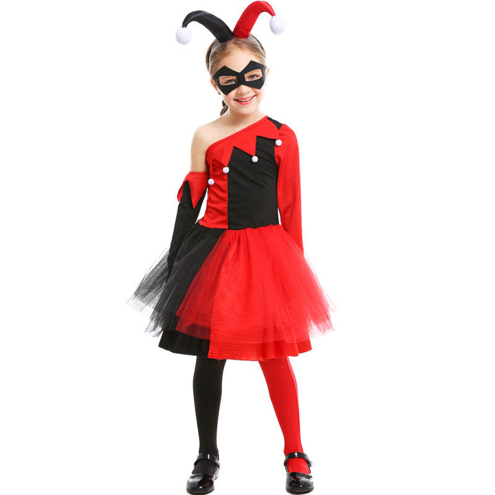 Mädchen Joker-Kostüm mit Tüllrock und maskierten Accessoires Drune