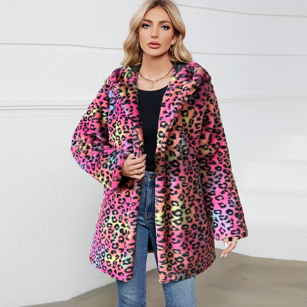 Damen futuristische Leopardenfelljacke Drune