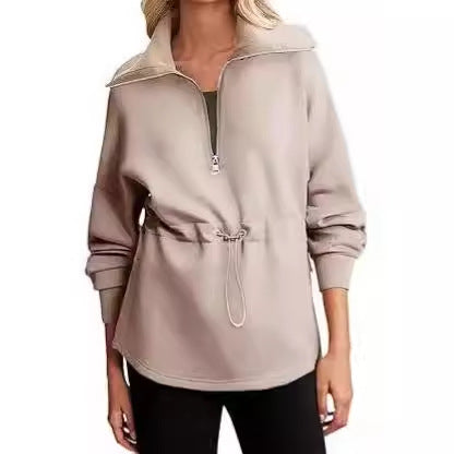 Damen lässiger Kapuzenpullover mit praktischer Kordelzugverstellung Drune
