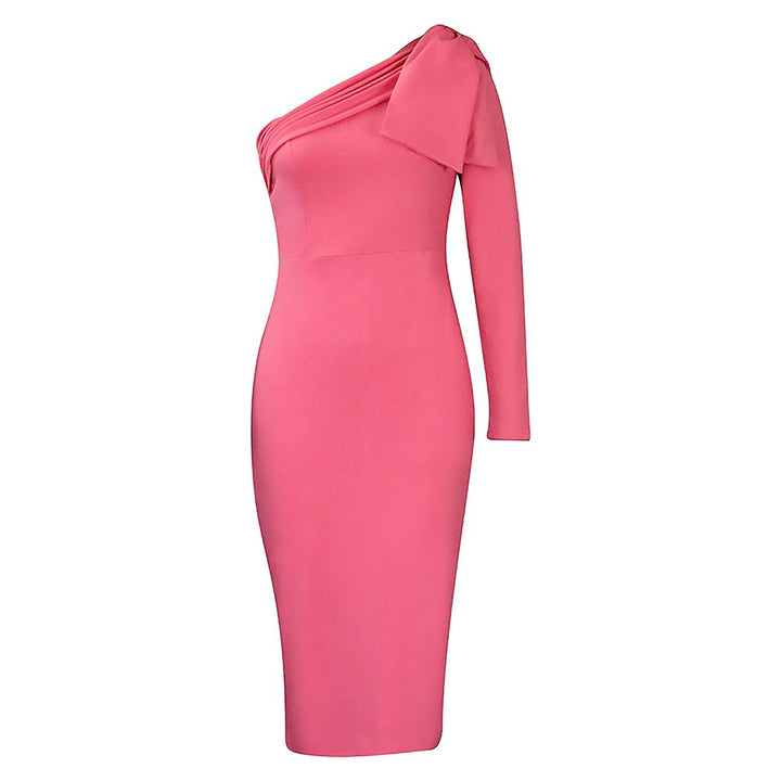 Damen Elegantes Wickelkleid mit asymmetrischem Ausschnitt und Schleifendetail Drune