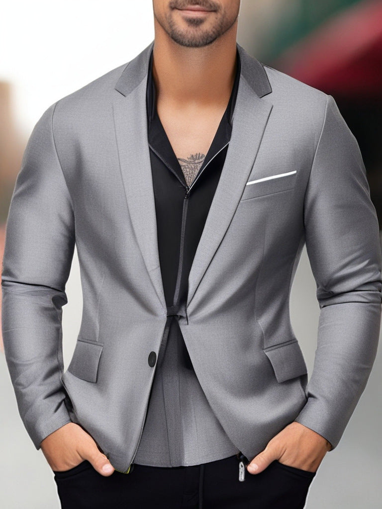 Herren eleganter und stilvoller Blazer mit farblich abgesetztem Revers Drune