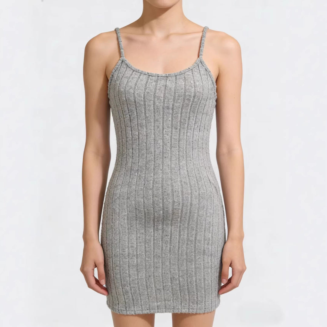 Damen Geripptes Strick-Kleid mit passendem Kurzcardigan Drune