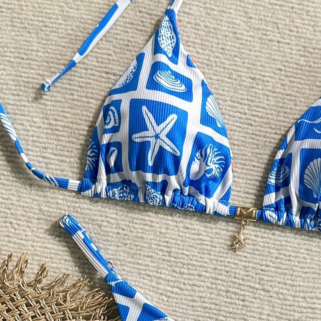 Damen Triangel-Bikini mit maritimem Muster Drune