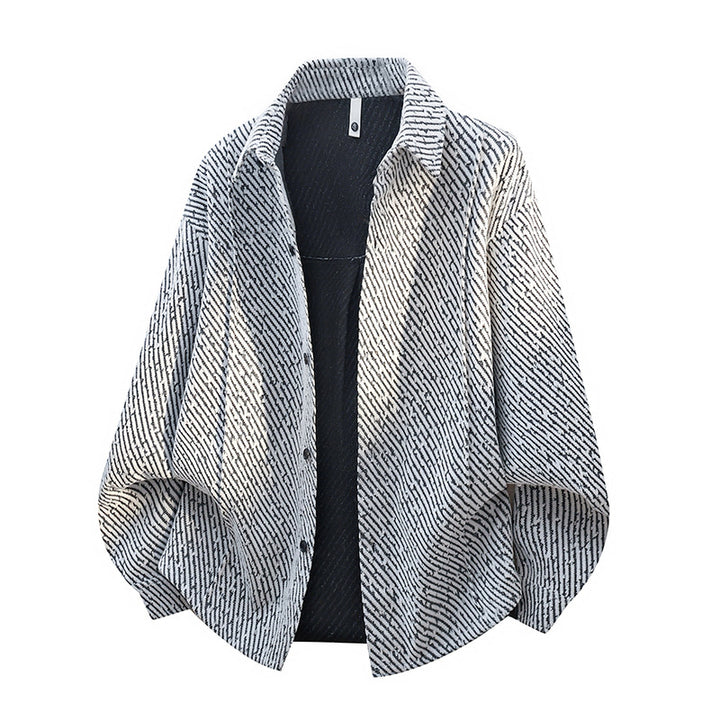 Damen großzügig geschnittene Overshirt-Jacke mit Hemdkragen und strukturierter Musteroptik Drune