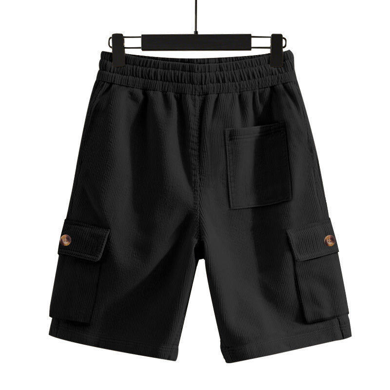 Herren nan Cord-Cargo-Shorts mit elastischem Tunnelzugbund, aufgesetzten Cargotaschen und weichem Baumwollmix Drune