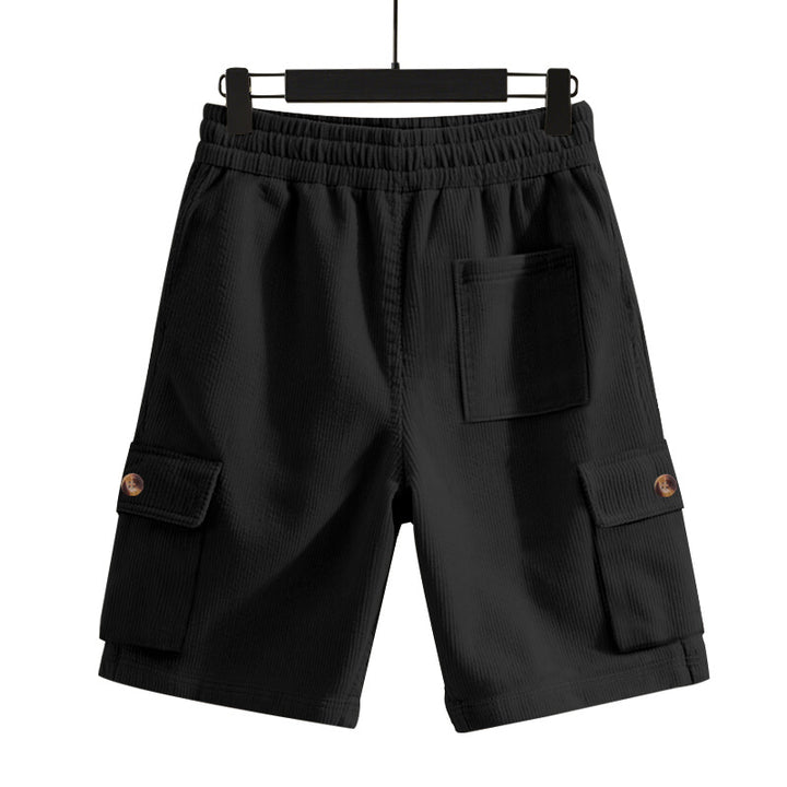 Herren nan Cord-Cargo-Shorts mit elastischem Tunnelzugbund, aufgesetzten Cargotaschen und weichem Baumwollmix Drune