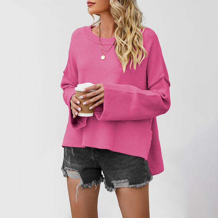 Damen oversized Strickpullover mit weitem Schnitt und Rippenbündchen Drune