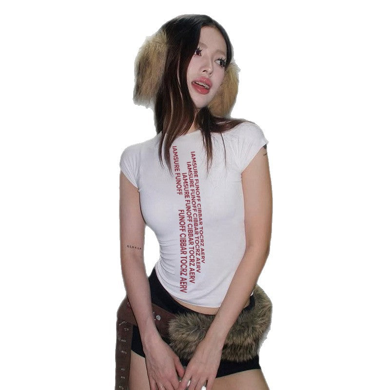 Damen T-Shirt mit grafischem Schriftzug und lässigem Schnitt Drune