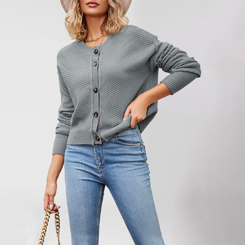 Damen Strickjacke mit Knopfleiste und strukturierter Oberfläche Drune