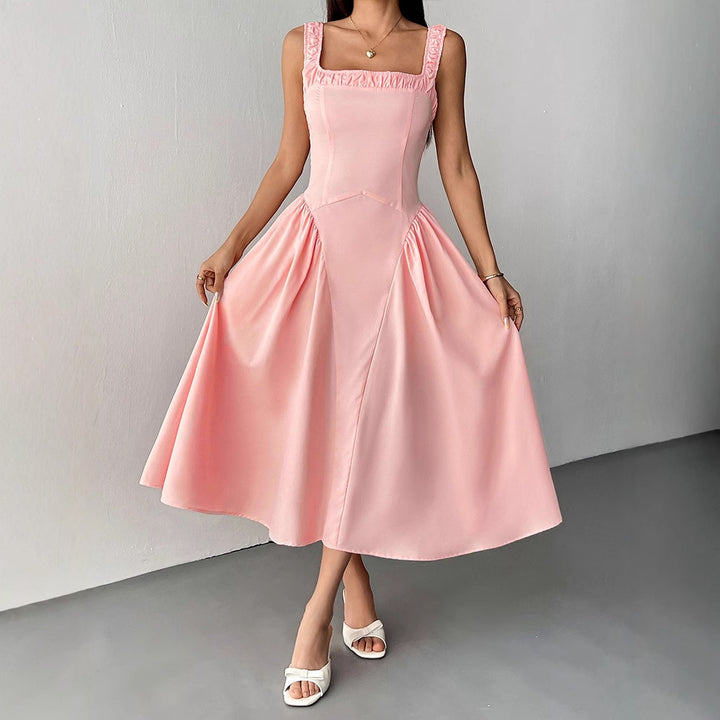 Damen Midikleid mit feinen Rüschendetails und figurbetontem Schnitt Drune