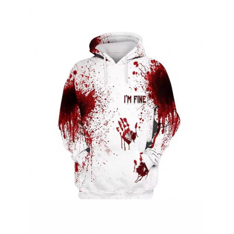 Damen Kreativer Kapuzenpullover mit blutrotem Print Drune