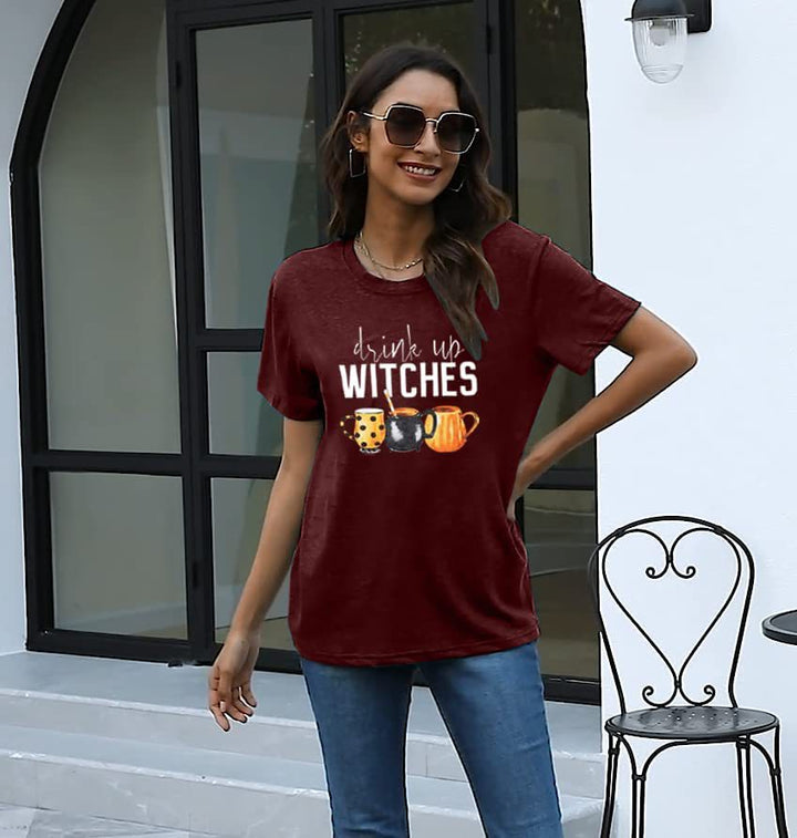 Damen Verspieltes Grafik-T-Shirt mit verspieltem Tassen-Design Drune