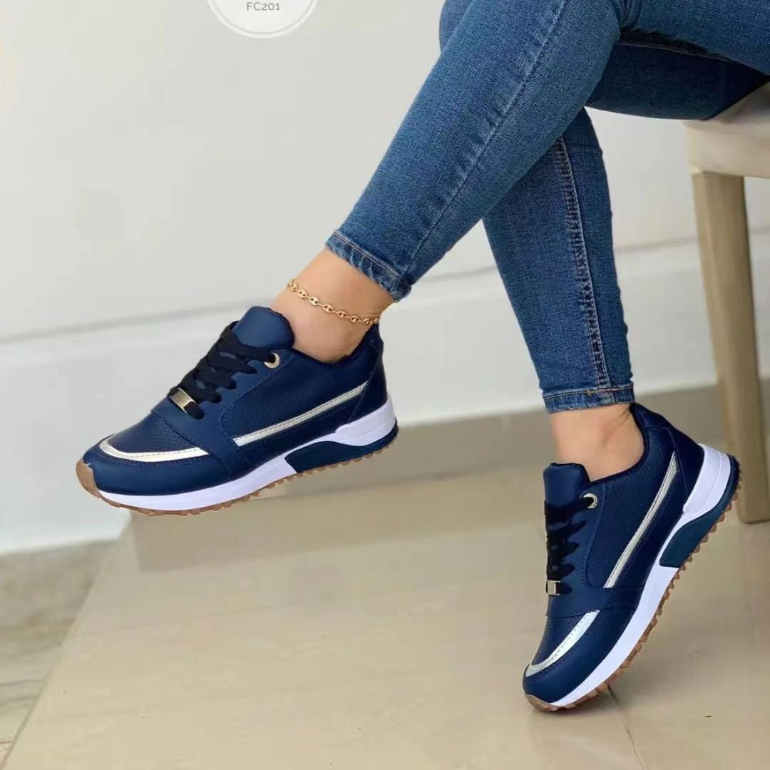 Damen Keilabsatz-Sneaker mit Goldakzenten und gepolsterter Laufsohle Drune