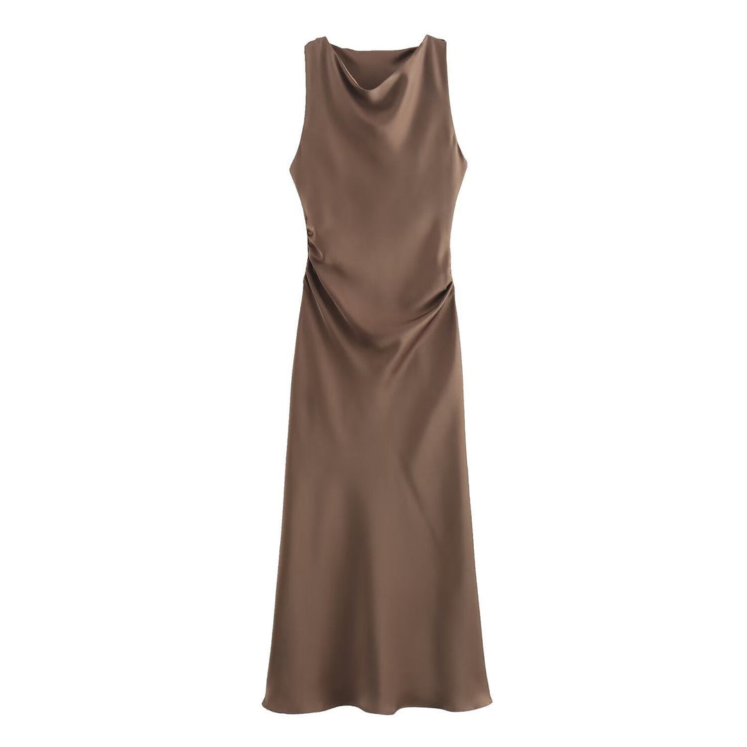 Damen elegantes Sommerkleid mit fließendem Schnitt und charmanten Rüschendetails Drune