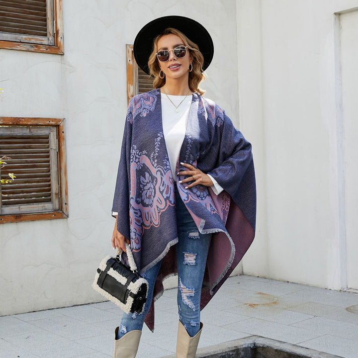 Damen Leichter Jacquard-Überwurf mit kaschmirähnlichem Griff und Fransensaum Drune