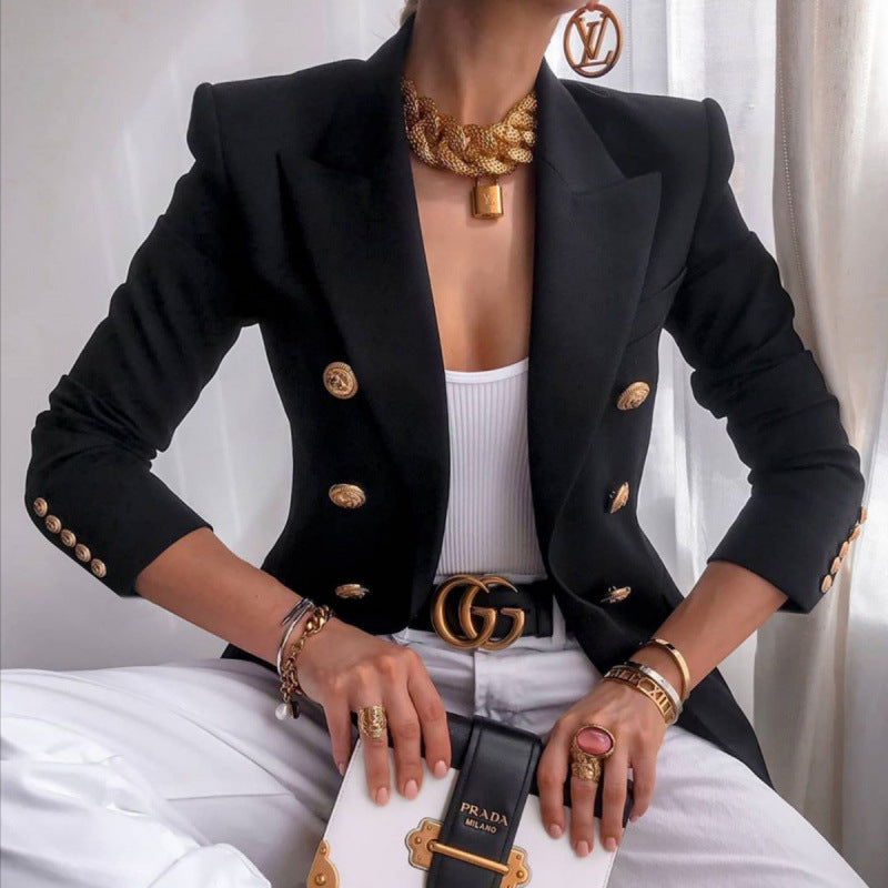 Damen Edler Blazer mit Goldknopf-Detail und klassischem Schnitt Drune