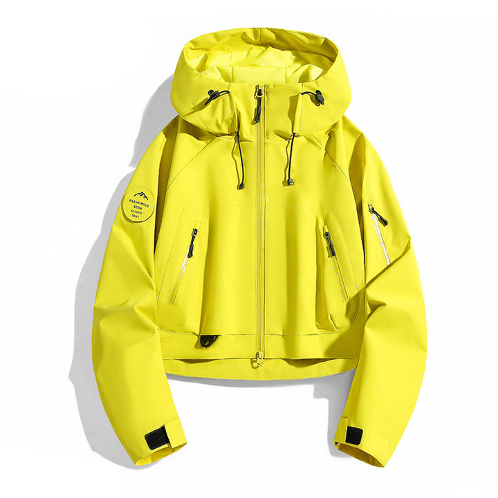 Damen Sportliche Outdoor-Jacke mit verstellbarem Kapuzenzug Drune