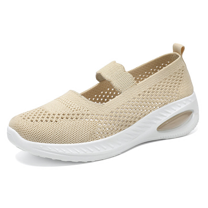 Damen nan gestrickter Mary-Jane Komfort-Sneaker mit elastischem Riemen und sichtbarer Luftkissen-Zwischensohle Drune