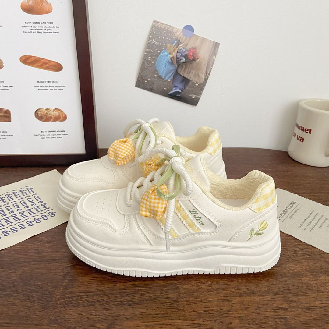 Damen Modische Sneakers mit verspielten Karomuster und komfortablen Schnürdetails Drune