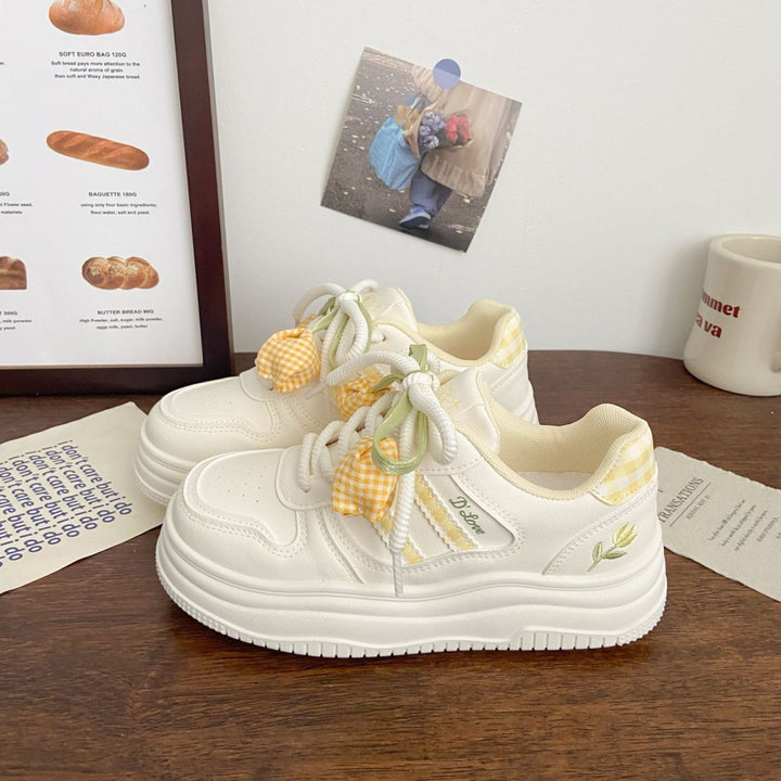 Damen Modische Sneakers mit verspielten Karomuster und komfortablen Schnürdetails Drune