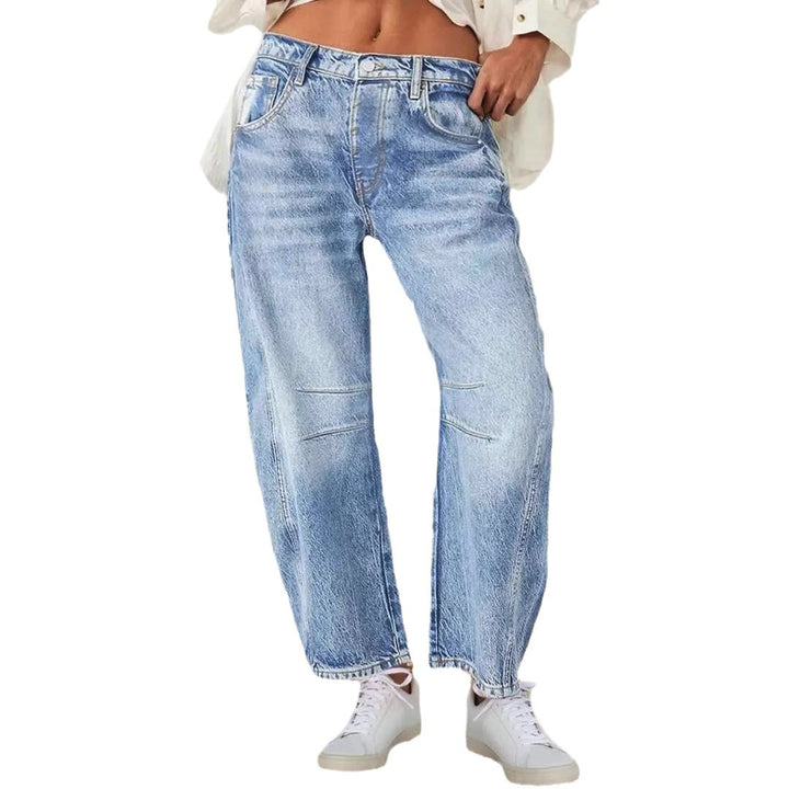 Damen lässige High-Waist Jeans mit weitem Schnitt Drune