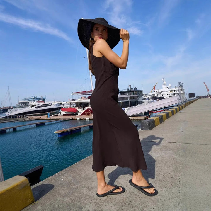 Damen Maxikleid mit schickem Wickeldesign und raffinierter Drapierung Drune