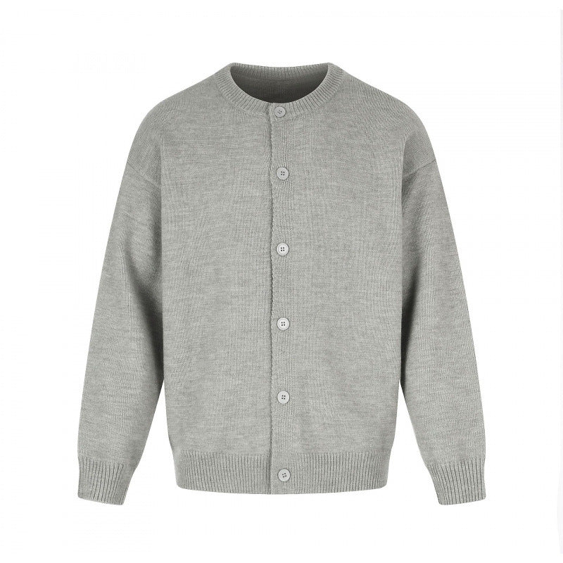 Unisex Boxy-Strickcardigan mit Rundhalsausschnitt und durchgehender Knopfleiste Drune