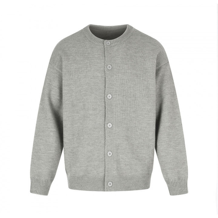 Unisex Boxy-Strickcardigan mit Rundhalsausschnitt und durchgehender Knopfleiste Drune