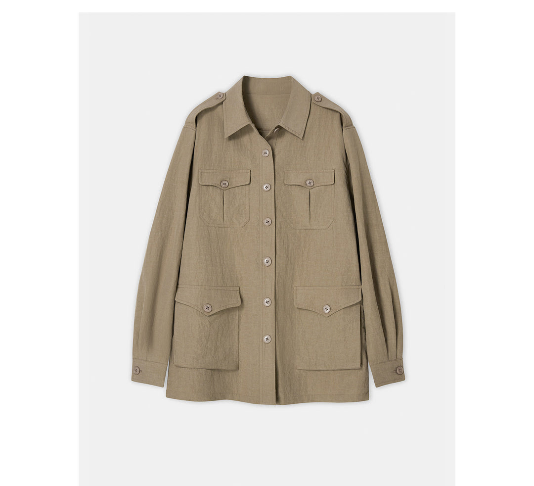 Damen Modische Utility-Jacke mit Taschen Drune