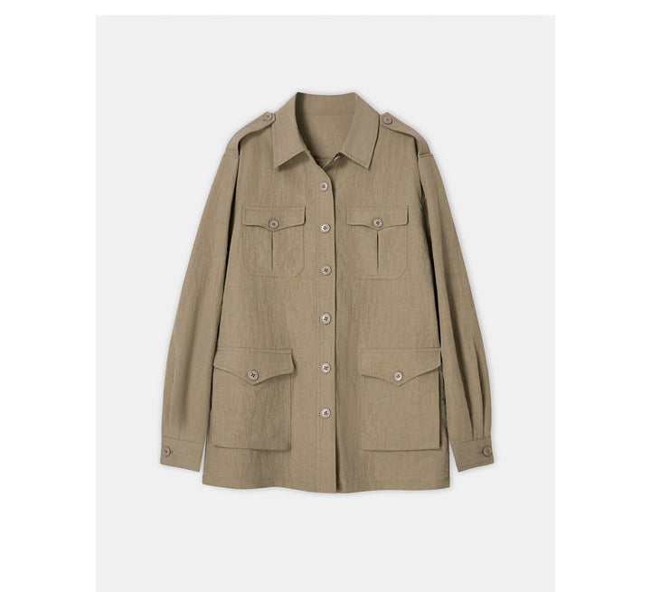 Damen Modische Utility-Jacke mit Taschen Drune