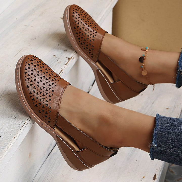 Damen Atmungsaktive Ballerinas mit modischem Lochmuster Drune