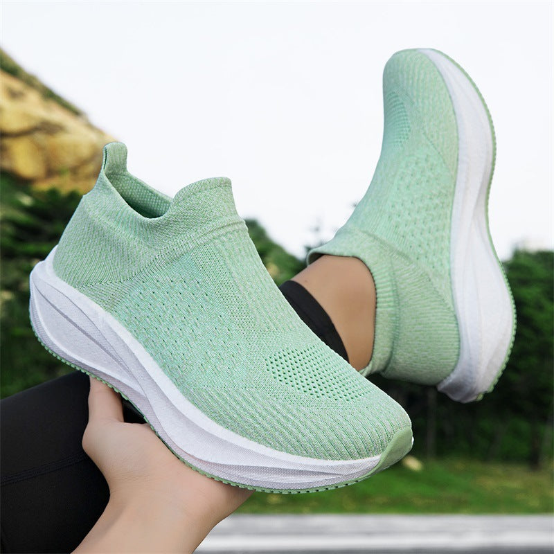 Damen Strick-Slip-On Sneaker mit nahtlosem Elastikschaft und dämpfender Plateau-Sohle Drune