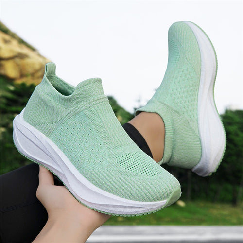Damen Strick-Slip-On Sneaker mit nahtlosem Elastikschaft und dämpfender Plateau-Sohle Drune