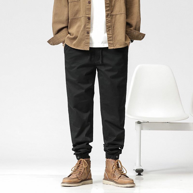 Herren Konisch geschnittene Utility-Joggerhose aus Baumwoll-Twill mit elastischem Bund und Kordelzug Drune