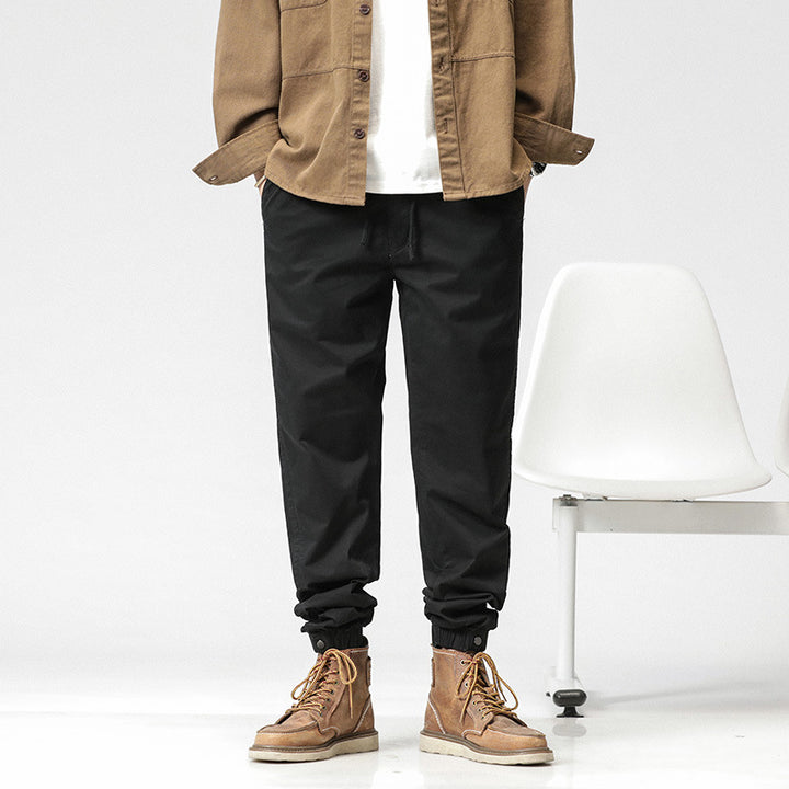 Herren Konisch geschnittene Utility-Joggerhose aus Baumwoll-Twill mit elastischem Bund und Kordelzug Drune