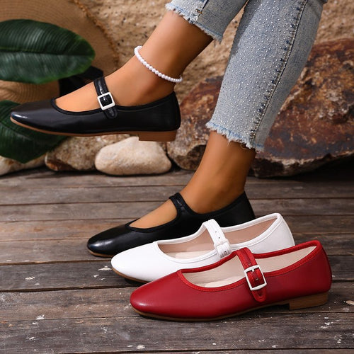 Damen Ballerinas mit modischem Schnallenverschluss und ergonomischer Fußbettung Drune